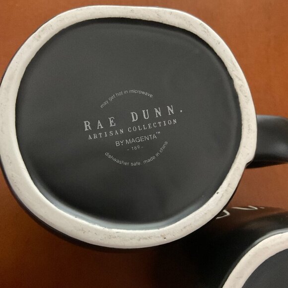 Rae Dunn Mugs "Gulp" Black Matte Large 3"x5" Farmhouse Coffee Tea (Set of 2) - Picture 5 of 9